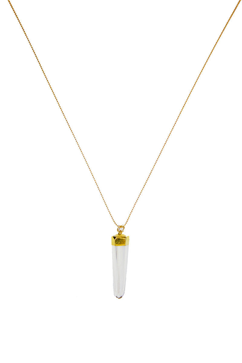 Image of Optical Quartz Pendant Necklace - Gold