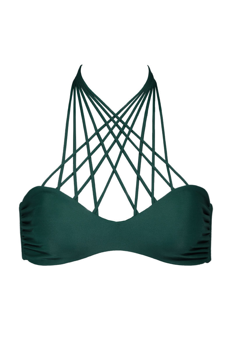 Kahala Stringy High Neck Bikini Top - Kelp Green