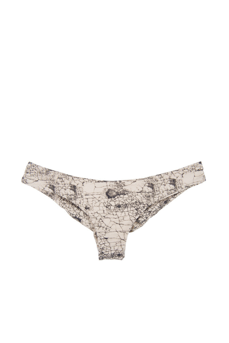 Clairee The Criminal Cheeky Ruched Bikini Bottom - Baja Beige Print