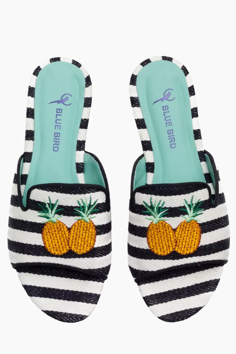 Pineapple Shower Flats - Black And White