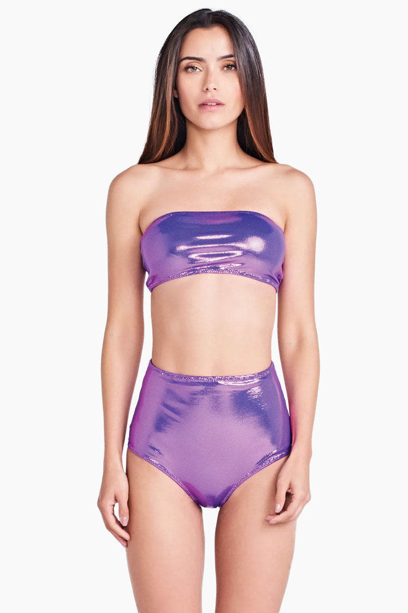 TRIYA Leila Metallic Bandeau Bikini Top Rouxinol Purple B