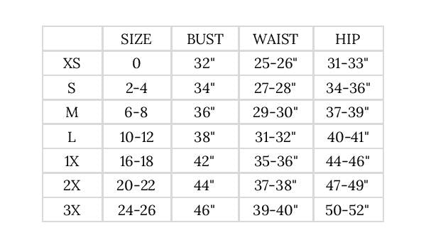 Size Chart | Purusha People | Plant Based Yogawear
