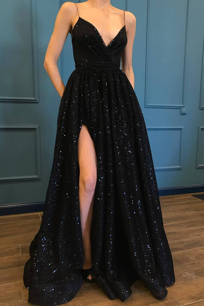 long black glitter dress