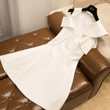 Ivory Short Satin Homecoming Dresses, A Line Cute Short Sleeves Sweet 16 Dress N1962
