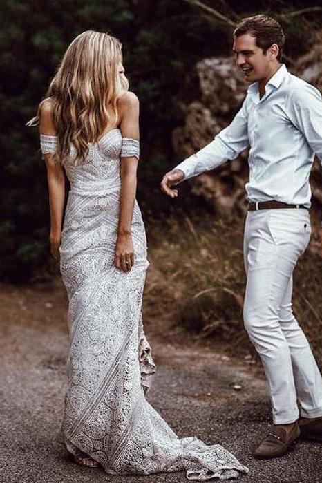 Sweetheart Lace Backless Slit Mermaid Wedding Dresses, FC2629 – Dairy Bridal