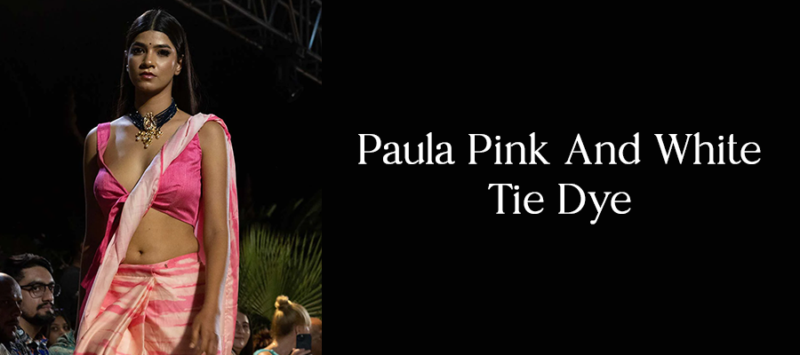  PAULA PINK AND WHITE TIE DYE SATIN ONE MINUTE SAREE