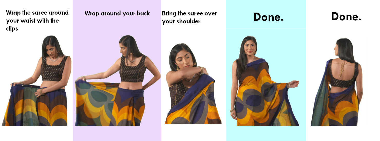 One Minute Saree - How it works – ONE MINUTE SAREE INDIA