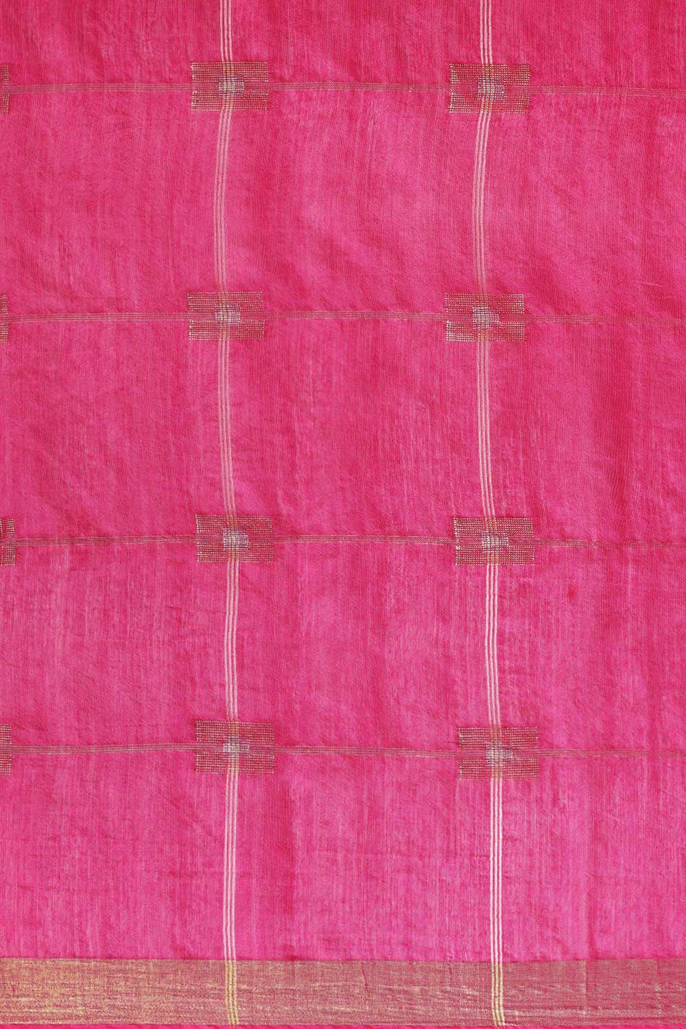 Buy Pink Zari Woven Blended Silk One Minute Saree Online - Front