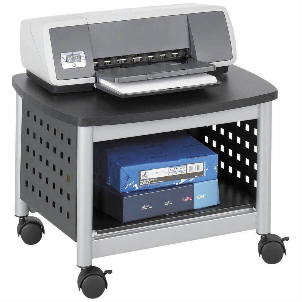 Under Desk Printer Stand Mobile Office Cart In Black And Silver