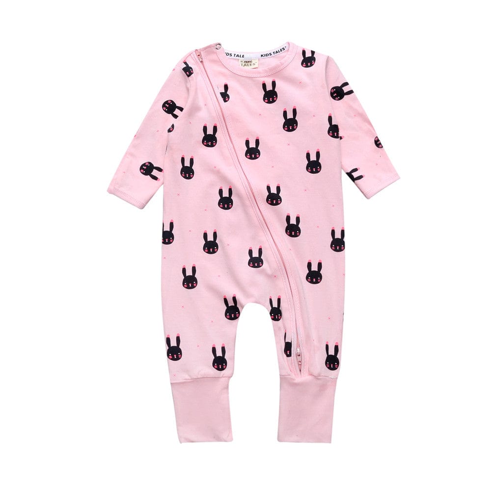 Pink Bunny Baby Zip Sleepsuit