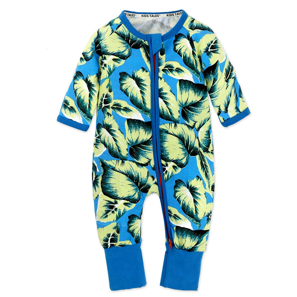 Blue Monstera Zip Sleepsuit