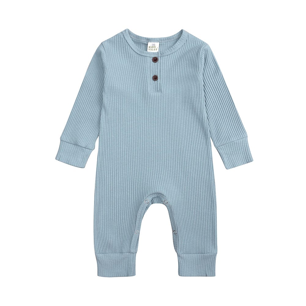 Pale Blue Henley-Style Sleepsuit