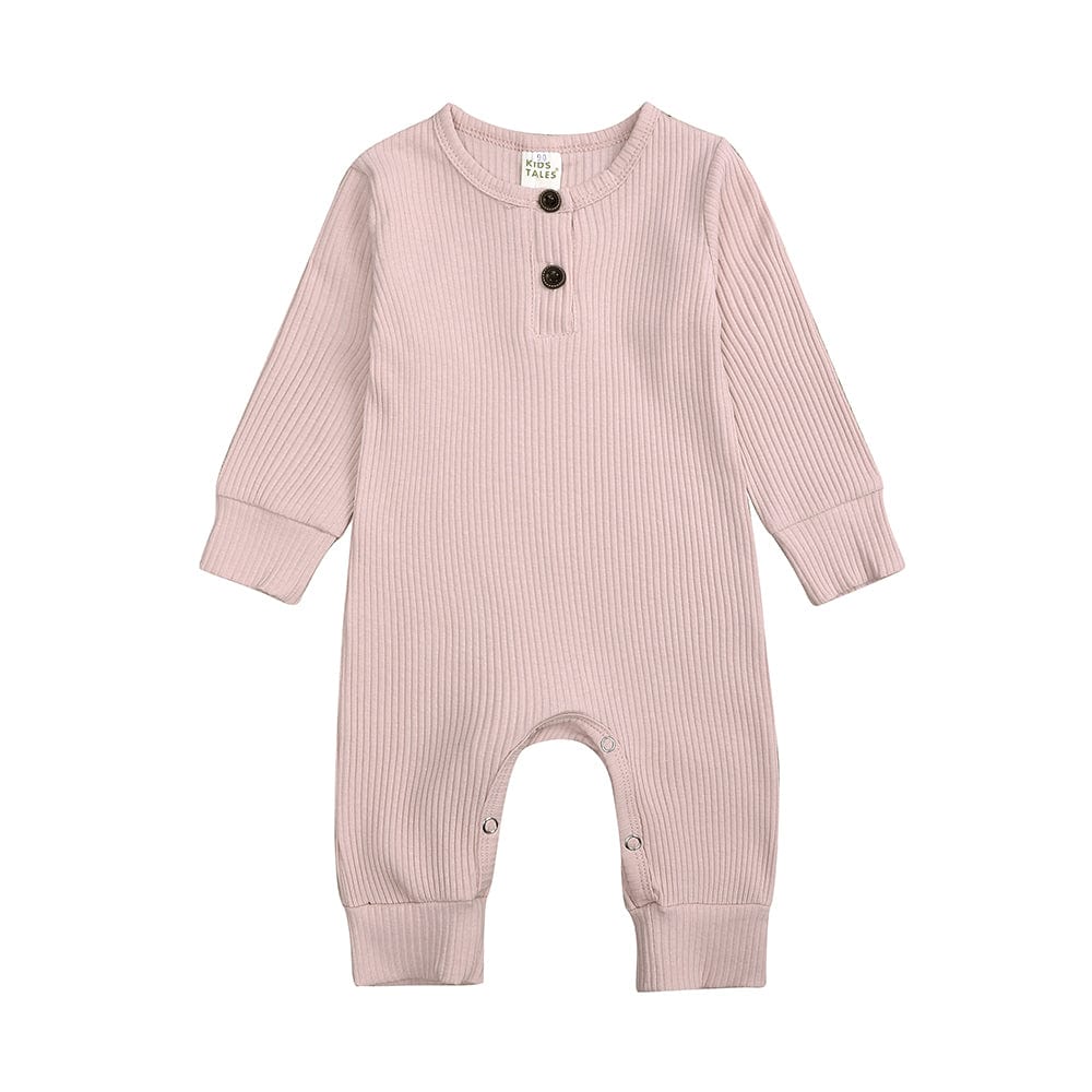 Blush Henley-Style Sleepsuit