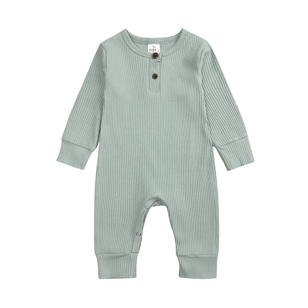 Sage Green Henley-Style Sleepsuit