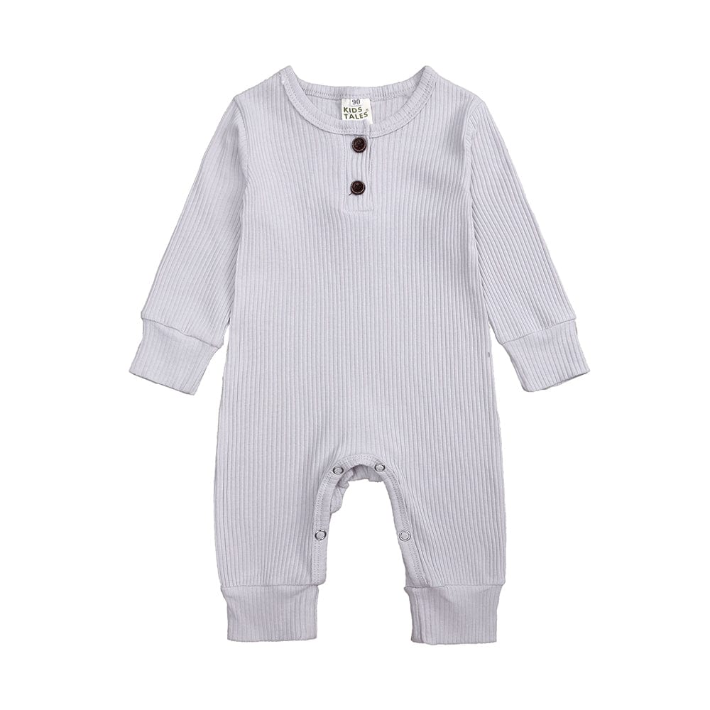 Pale Grey Henley-Style Sleepsuit