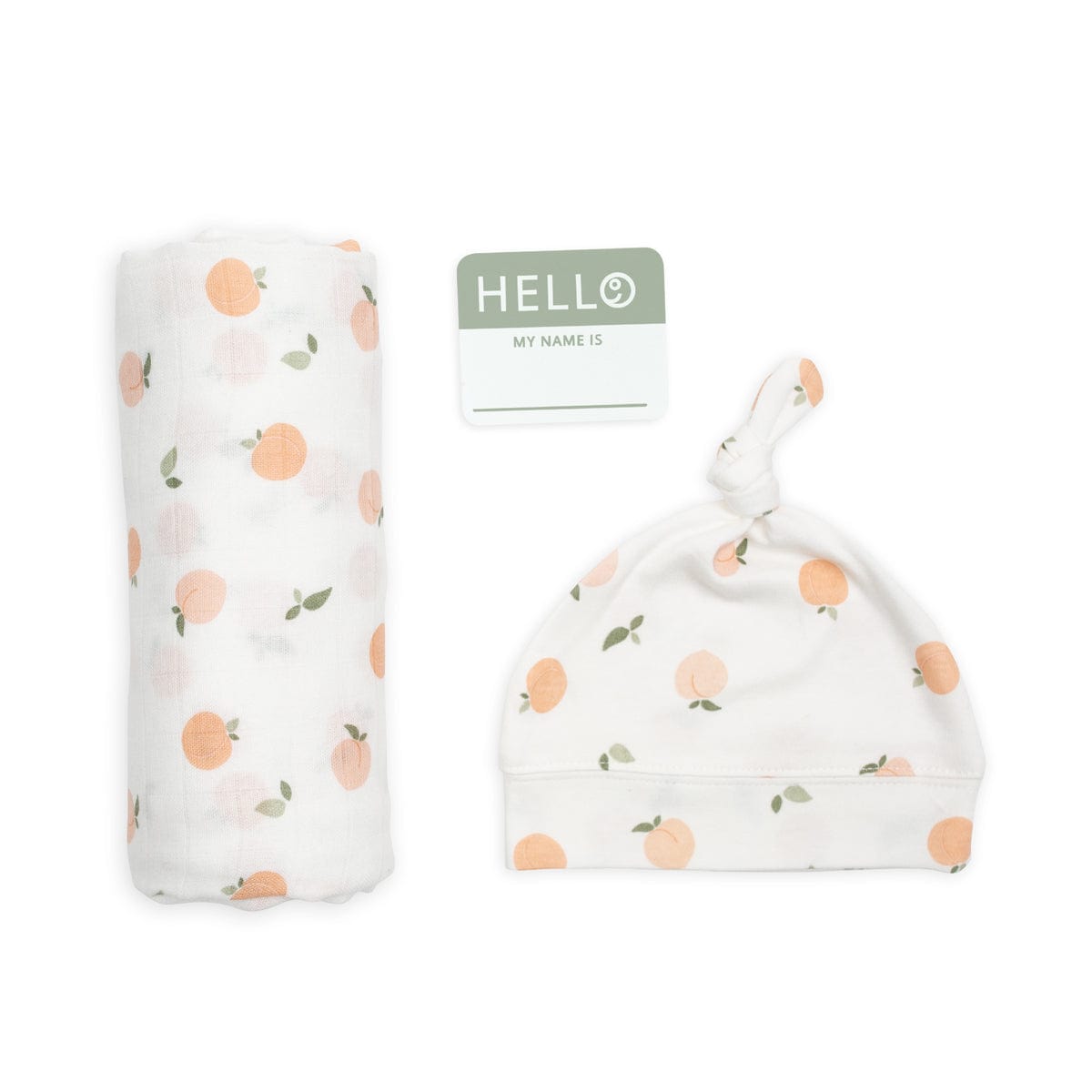 Hat And Swaddle Blanket Hello World Set For New Born By Lulujo, Peaches product