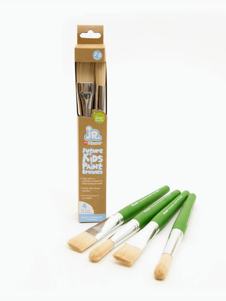 Micador jR - Future Kids Paint Brushes Round Flat - Pack 4 