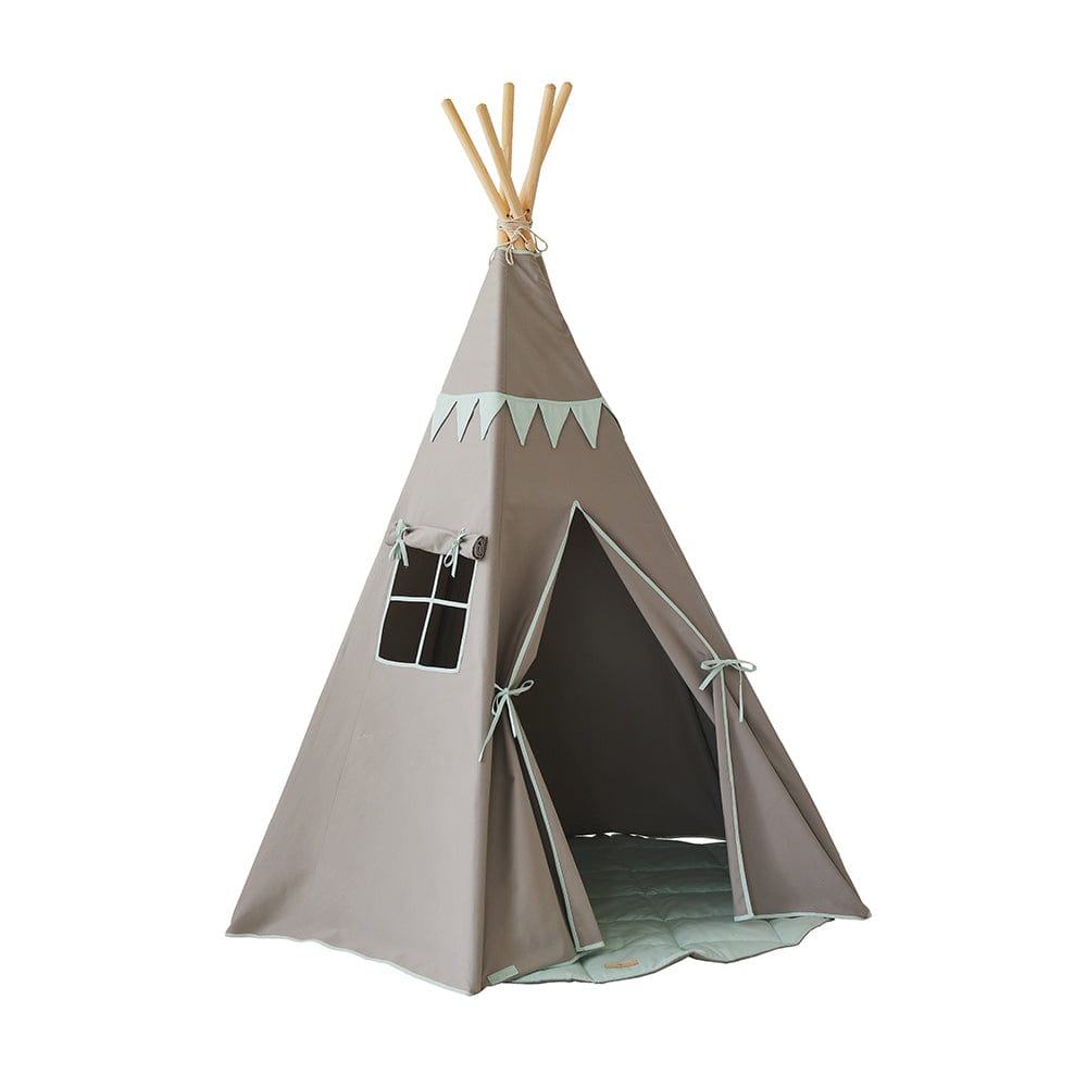 Mint Love Teepee With Garland - Grey & Light Green | Style My Kid
