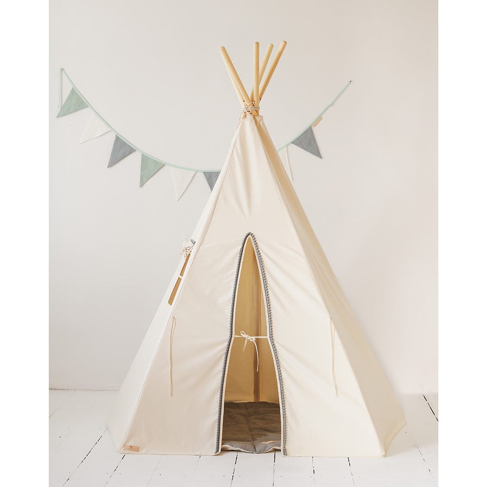 Pompoms Teepee And Mat Set - Beige 