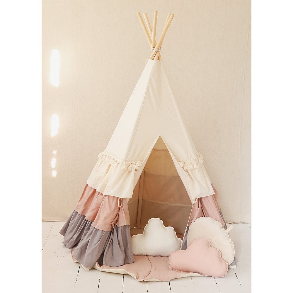 Powder Frills Teepee With Frills And Powder Shell Mat Set - Beige 