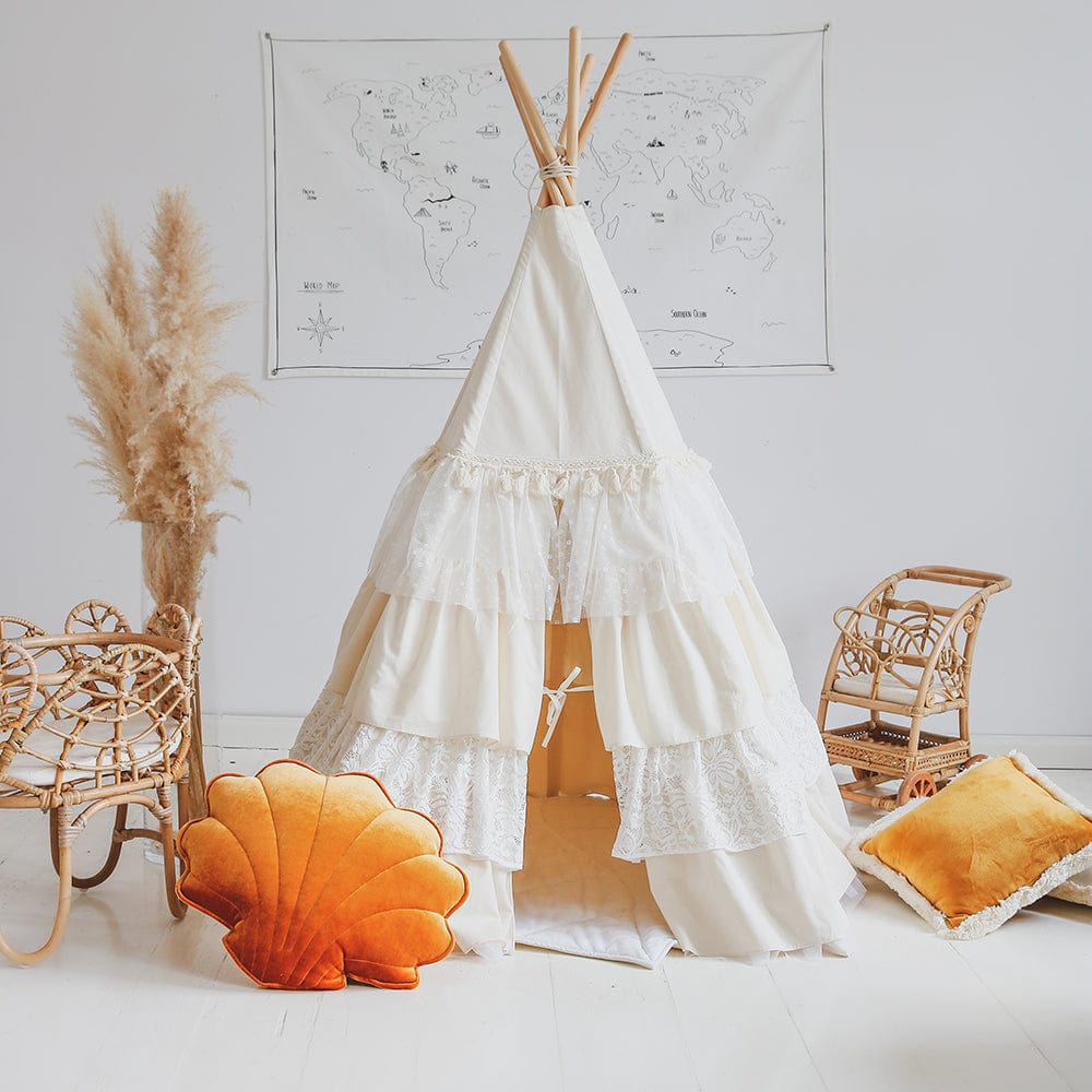 Shabby Chic Teepee With Frills - Beige 