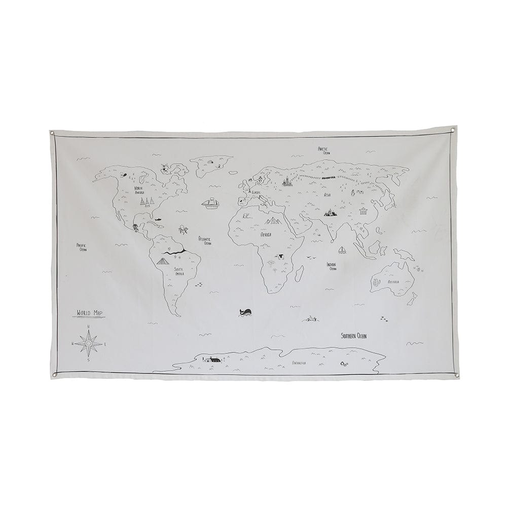 Cotton World Map - Beige | Style My Kid