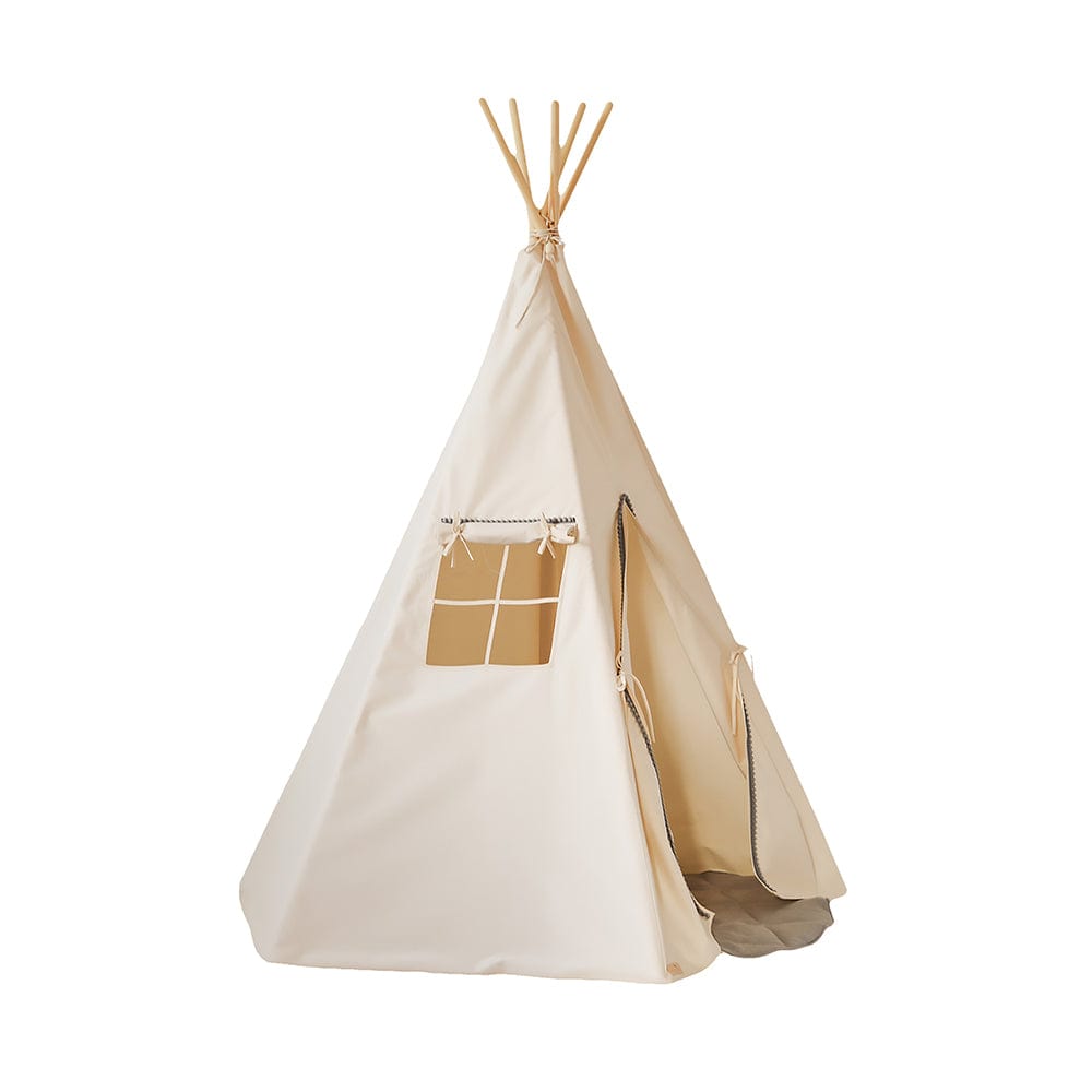 Grey Pompoms Teepee And Mat Set - Beige & Grey | Style My Kid