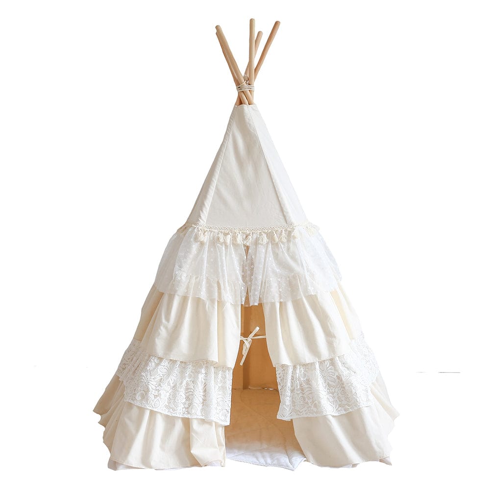 Shabby Chic Teepee With Frills - Beige & White | Style My Kid