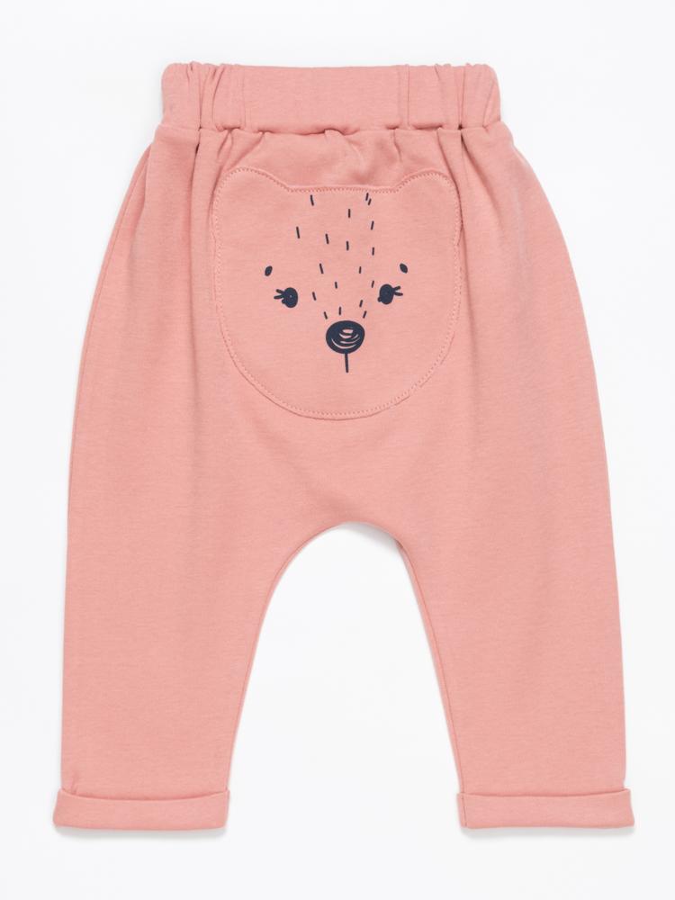 Girls Trousers with a Patch and Bear Print 