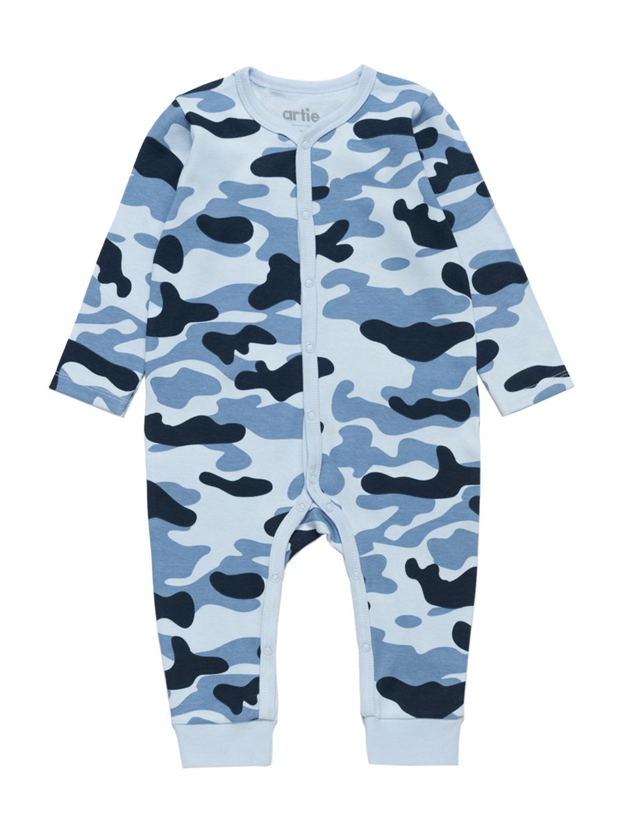 Blue Camouflage Baby Sleepsuit