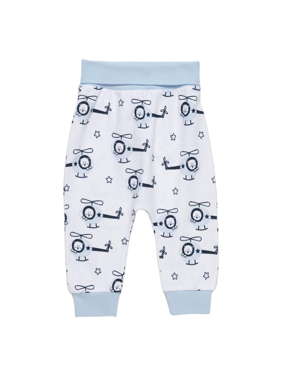 Blue and White Baby Bottoms with Helicopter Design | Style My Kid