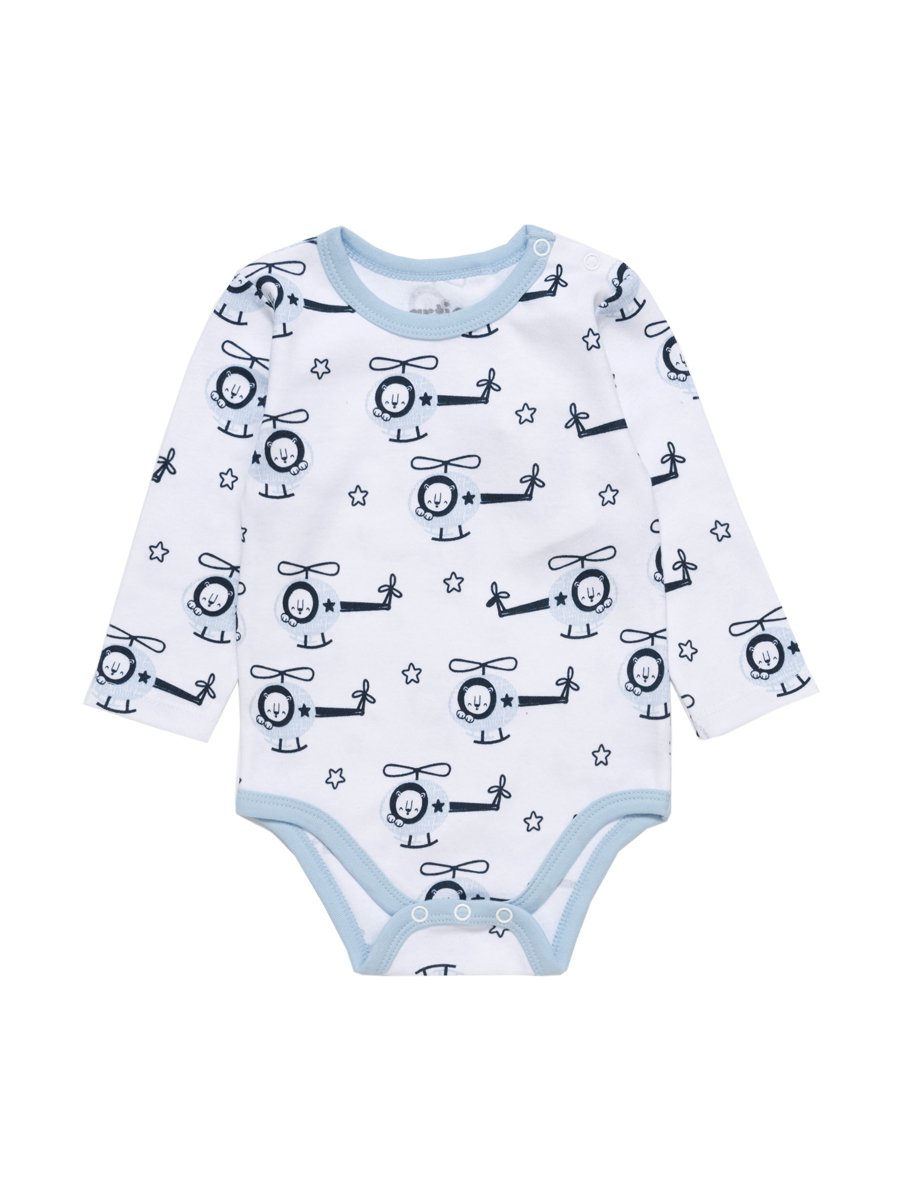 Baby Dark Blue and White Baby Grow with Helicopter Design