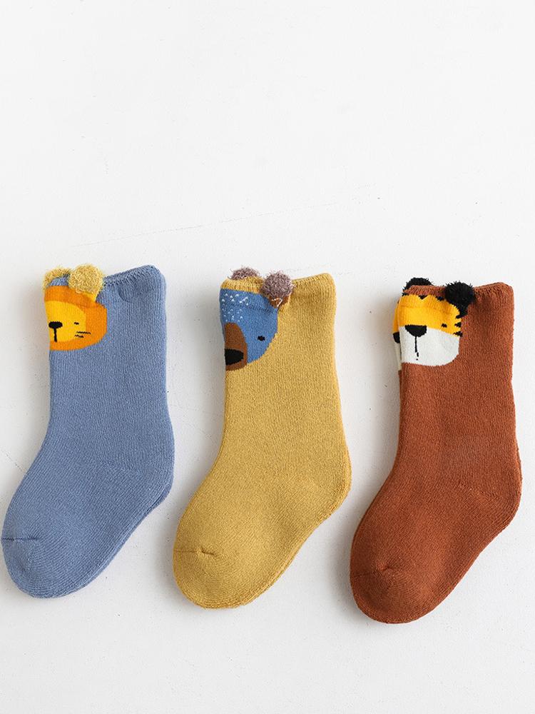 Kids Animal Ankle Socks - Mustard Bear 