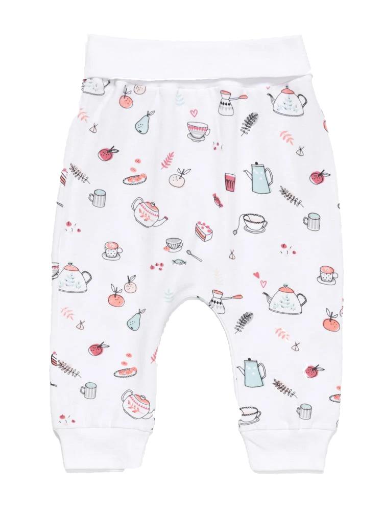 White Baby Interlock Pants with Elasticated Waist | Style My Kid