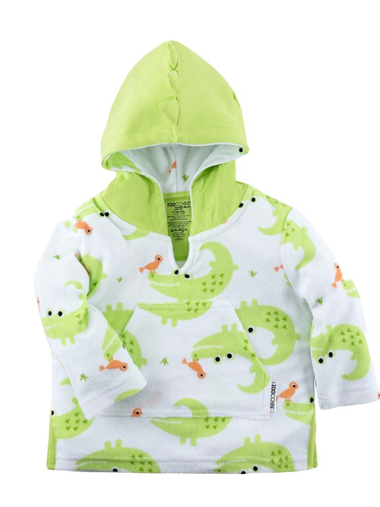 Green Baby Hooded Towel Poncho Top - Alligator