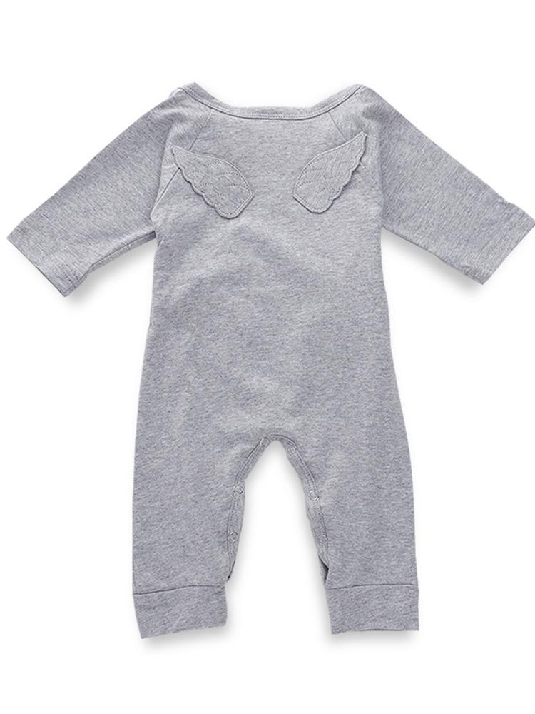 Grey Baby Tie-Wrap Sleepsuit with Angel Wings Detail | Style My Kid