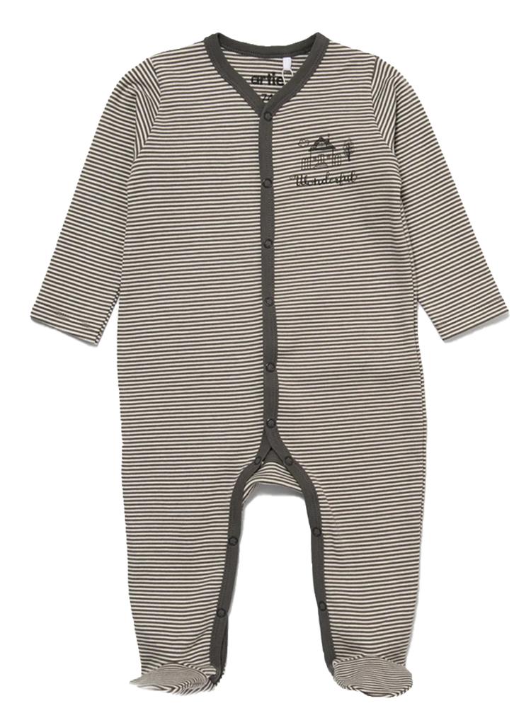 Grey Stripey Baby Sleepsuit