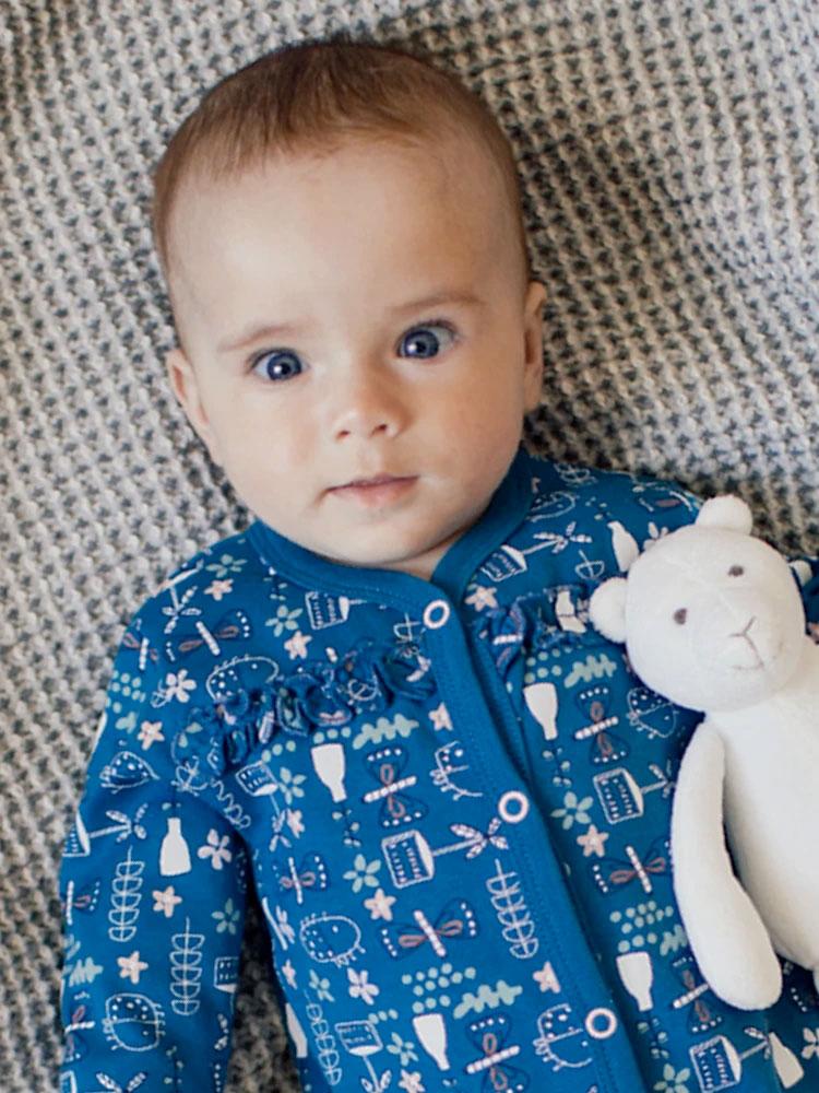 Baby Blue Patterned Sleepsuit | Style My Kid