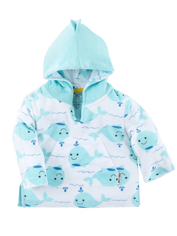 Whale - Baby Blue Hooded Towel Poncho Top