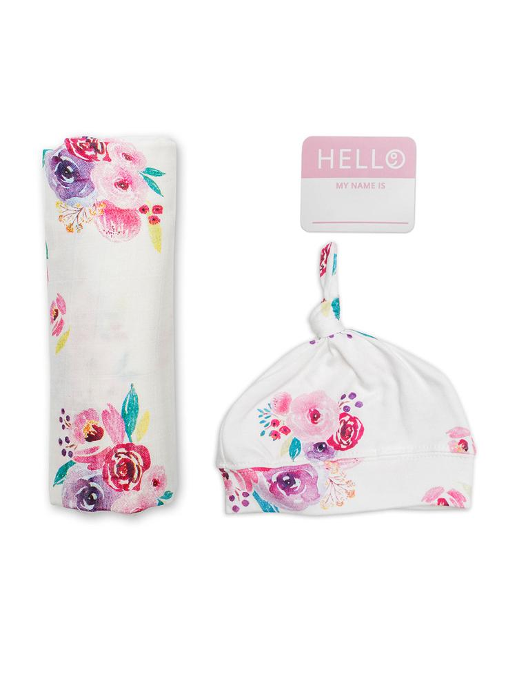 Hat And Swaddle Blanket Hello World Set For New Born By Lulujo