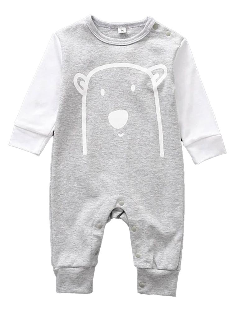 Grey Bear Baby Sleepsuit