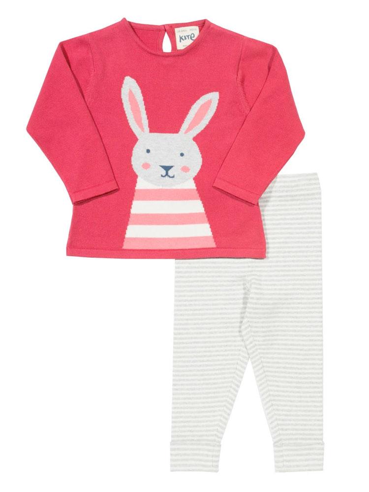 Beautiful Organic Bunny Knit Girls Outfit - KITE | Style My Kid