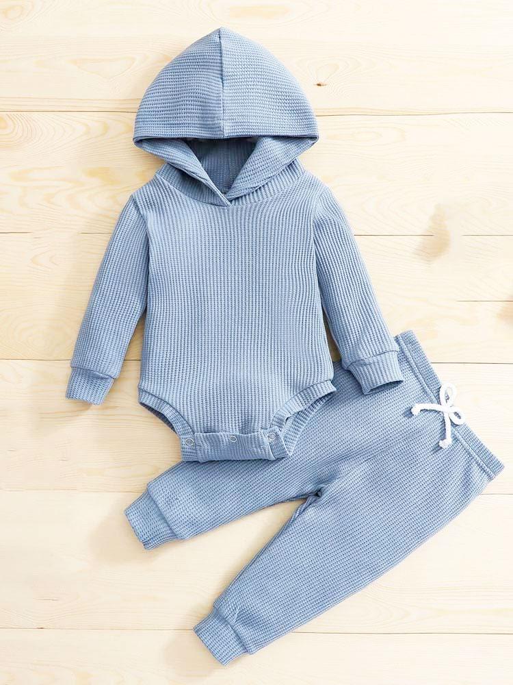 Blue Baby Hooded Bodysuit and Bottoms - 2 Piece Outfit | Style My Kid