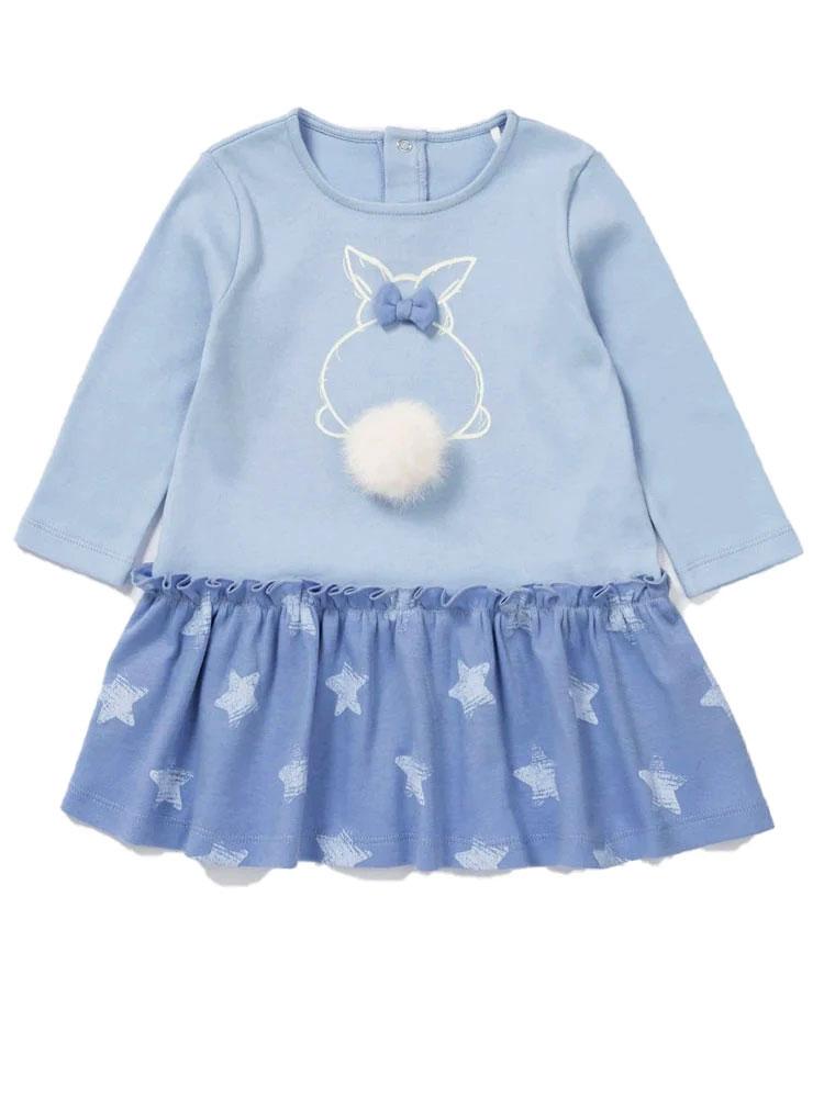 Blue Girls Bunny Dress with Super Cute Bunny Design