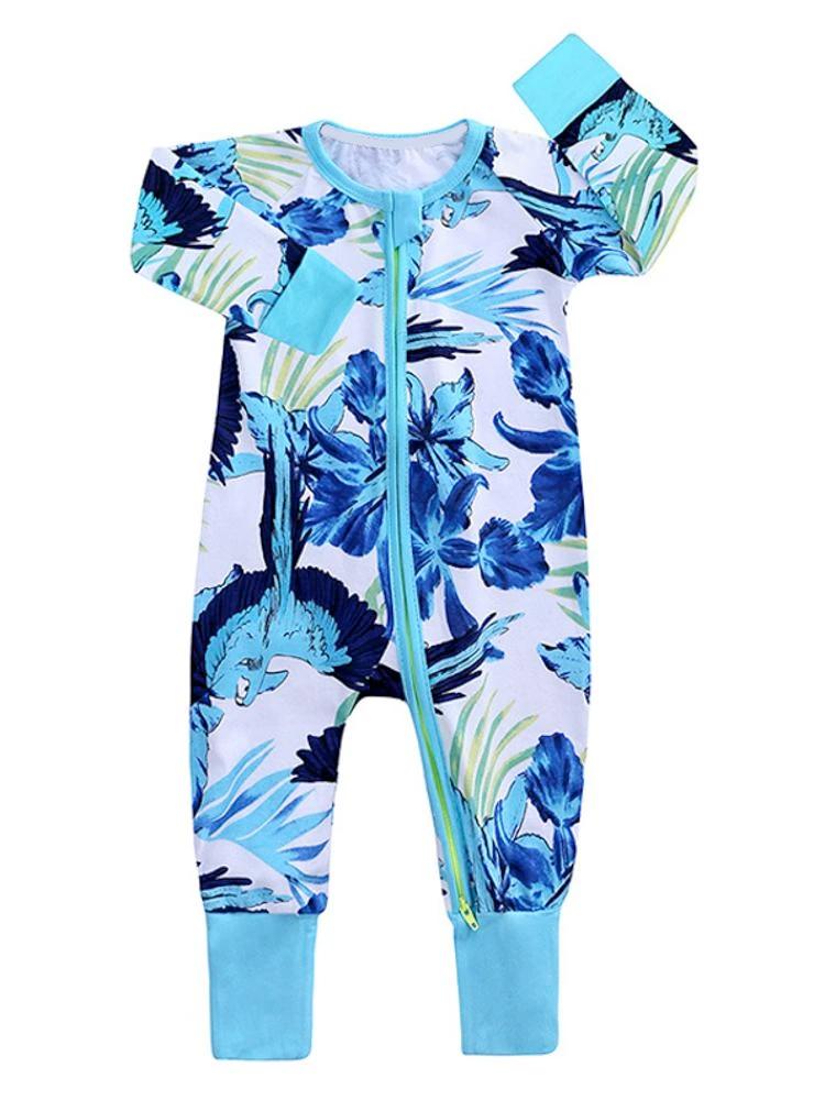 Jungle Zip Sleepsuit with Hand Feet Cuffs 3-6M