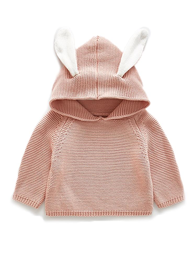 Girls Pink Jumper with Bunny Ears