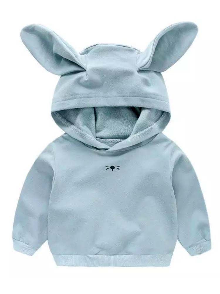 Long Sleeve Hoodie with Bunny Ears - Blue | Style My Kid