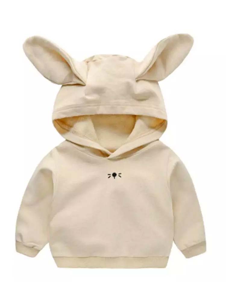 Long Sleeve Hoodie with Bunny Ears - Apricot | Style My Kid