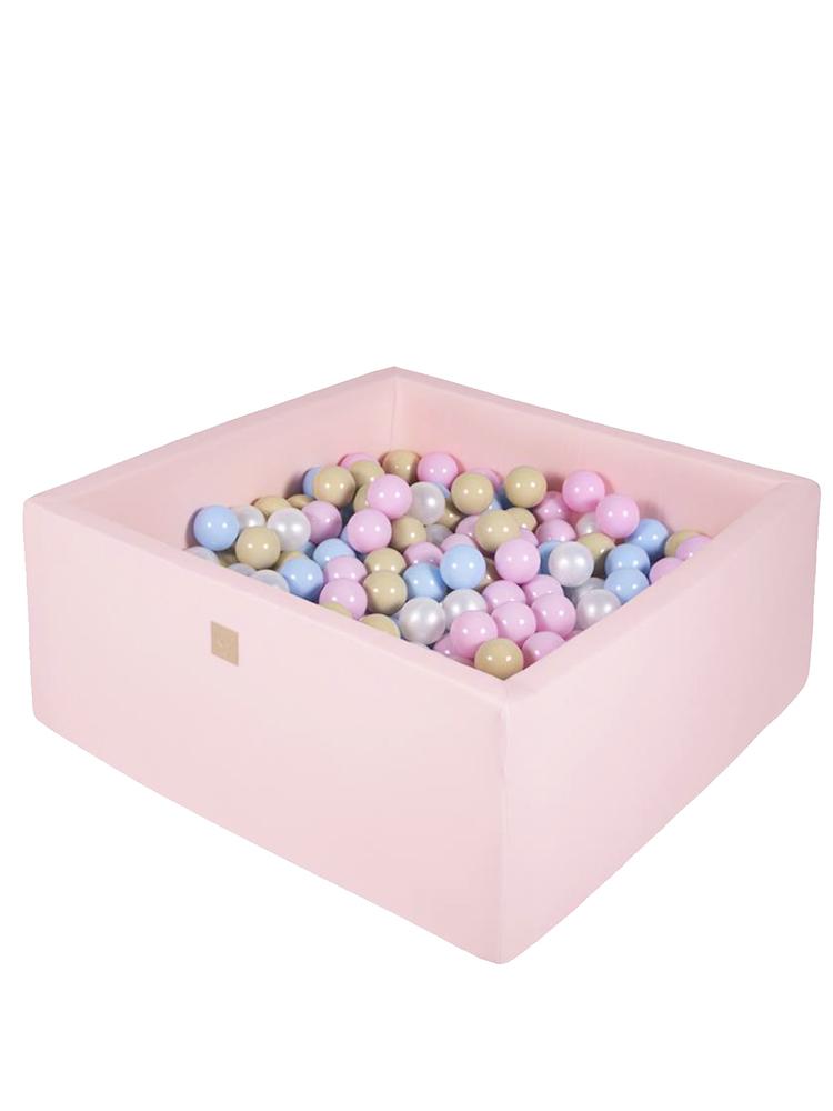 MeowBaby - Pink Square Kids Foam Ball Pit - complete set with 300 balls - Candy | Style My Kid