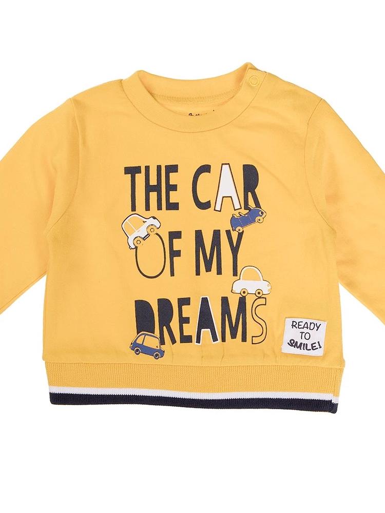 Boys Yellow Long Sleeve Car of My Dreams Top/ Jumper | Style My Kid